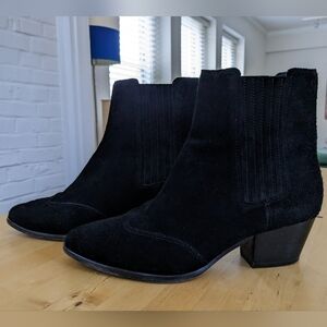 ASH black suede Hook Western Chelsea boots, 39/8